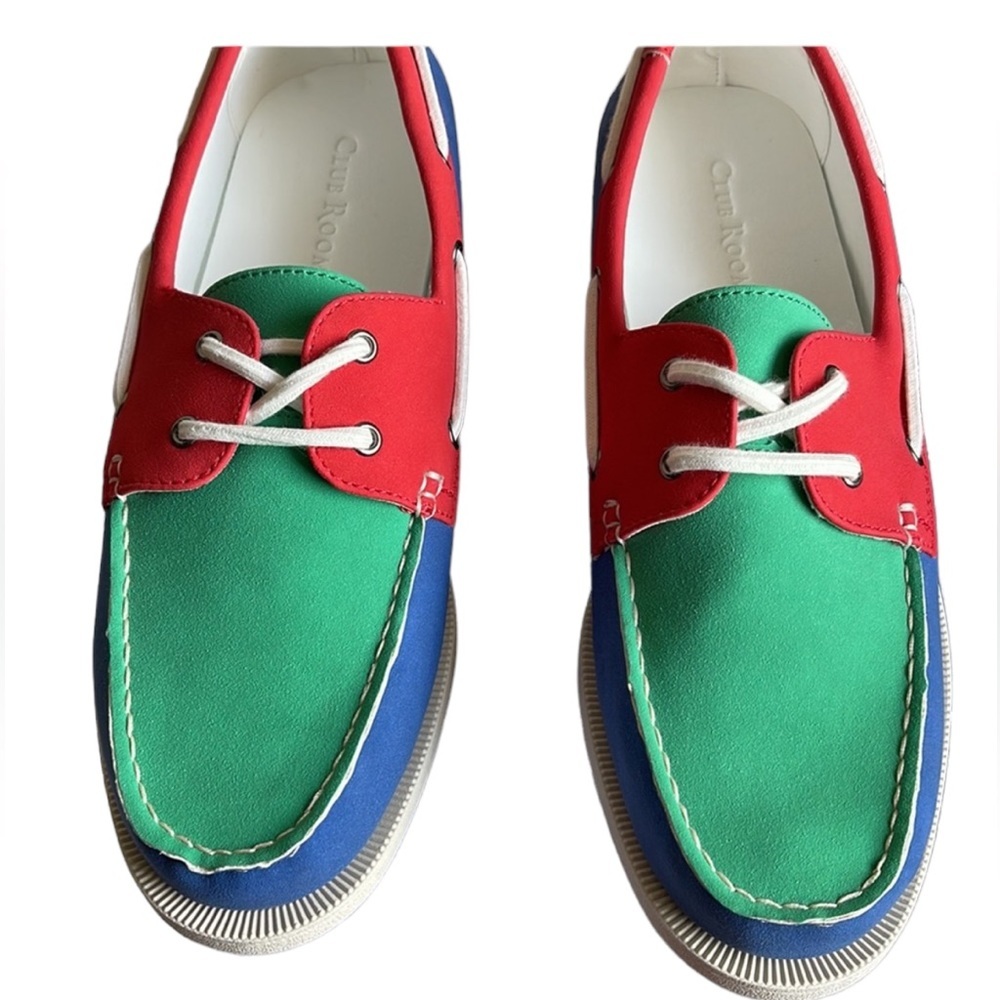 Club Room Elliott Blue/Green Boat Shoes - Picture 3 of 8